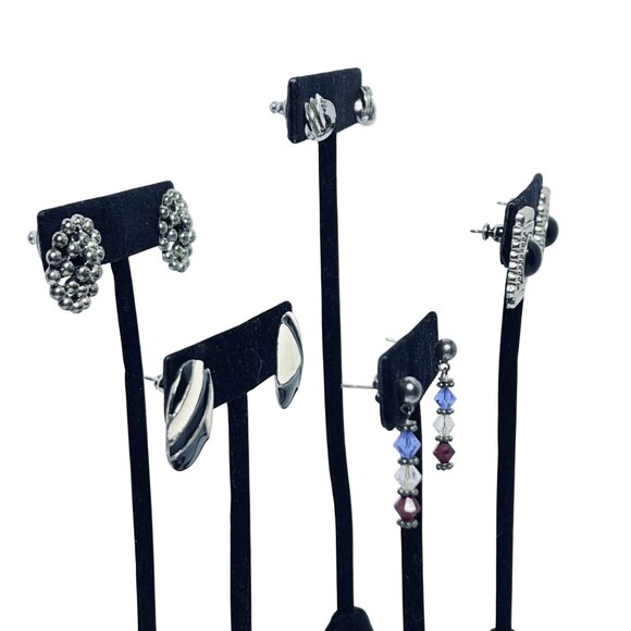 Lot Of 5 Silver Tone Pierced Earrings (5616) - Picture 5 of 6